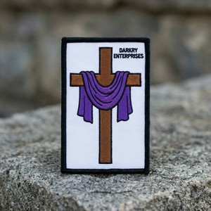 Custom Christian Cross Purple Drape Embroidered Iron On Patch Machine Embroidery Tactical Uniform Badge <b>Easter</b> Religious Emblem - Product Image 1