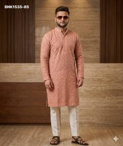 Nouvelle Collection de Kurta Prêt-à-Porter en Rayonne Brodée Chikankari et Pyjama en Coton – Achat en Ligne, Fournisseur en Gros Inde - Product Image 3
