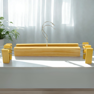 Wholesale <b>Cheap</b> Durable Eco-Friendly Wooden Hangers Stainless Steel Clips Multifunction Non-Slip Single Bathroom Living Room - Product Image 6