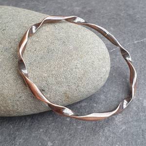 Belladec Handcrafted Twisted <b>Copper</b> <b>Bangle</b> Bracelet Artisan Spiral Design Classic Elegant Minimalist Jewelry Daily Wear Gift for - Product Image 5