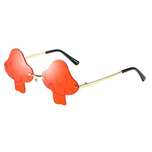 Mushroom <b>Sunglasses</b> Shaped for Women Men Irregular <b>Rimless</b> Metal Trendy <b>Sunglasses</b> Rave Party Candy Color Eyewear Shades - Product Image 1