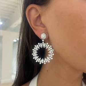 <b>Diamond</b> <b>Dangle</b> Wedding <b>Earrings</b> 14k 18k Solid Gold Round Cut Lab Grown Bridal Luxury Elegant Statement Fine Jewelry Manufacturer - Product Image 4