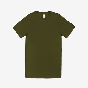 เสื้อยืดสีเขียวล้วน ทรงปกติ ผ้าฝ้าย 100% ผ่านการซักแบบ Bio Washed คอกลม เสื้อยืดผ้าฝ้ายสำหรับผู้ชายและผู้หญิง ทรงปกติ - Product Image 4