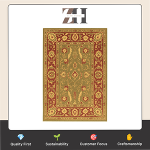 พรมขนสัตว์แฮนด์ทัฟท์ Haveli Vilas ลายแบบดั้งเดิมของอินเดีย พรมปูพื้นดีไซน์เนอร์ระดับพรีเมียม ผลิตด้วยมือ - Product Image 6