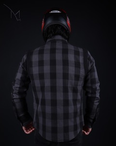 Camisa de Franela a Cuadros Negra para Hombre, Manga Larga, con Botones, Informal, para Motociclismo, Transpirable, para Verano e Invierno, con Logotipo Personalizado - Product Image 2