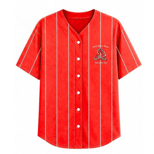 Delta |   Sigma |   Camiseta de béisbol a rayas rojas para mujer de Theta Sorority, camiseta informal con botones y manga corta, camiseta de moda para mujer - Product Image 5