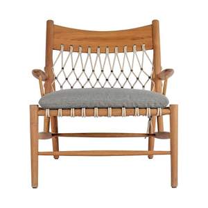 Chaise en teck moderne avec coussin – Siège tressé de style scandinave pour hôtel, complexe hôtelier, villa et mobilier de gros - Product Image 1