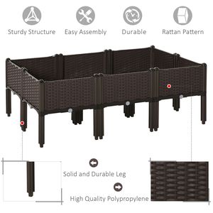 Jardinera Elevada con Riego Automático de 6 Piezas con Patas, Color Marrón, para Cultivar Flores, Hierbas y Vegetales - Product Image 1