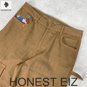 Pantalon cargo HONEST EIZ pour homme, taille haute, couleur unie, en denim de coton respirant, style streetwear, avec patchs décoratifs, idéal pour l'automne - Product Image 5