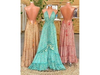 Vestido Largo de Verano para Mujer, Estilo Vintage, Corte en A, de Rayón Ecológico, Alta Calidad, Cómodo, Elegante, con un Look Bronceado
