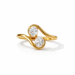 Anillo de compromiso de oro puro de 14K Toi et Moi con diamante ovalado de laboratorio, anillo de boda de dos piedras con diseño de pasamanos, regalo de aniversario para ella, venta al por mayor - Product Image 1