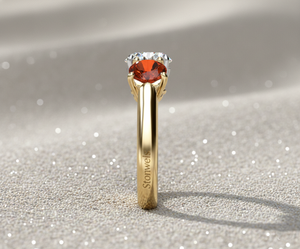 Anillo de Compromiso con Tres Piedras de Diamante Cultivado en Laboratorio Stonewels, con Rubíes Laterales, en Oro, Certificado, de Lujo, para Novia - Product Image 3
