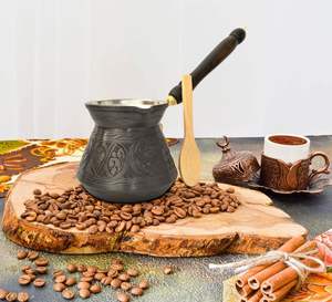 Cafetera Cezve de Cobre Hecha a Mano de Primera Calidad para Café Turco, Árabe y Griego, Resistente al Calor, con Mango de Madera, para Hogar, Hotel y Restaurante - Product Image 1
