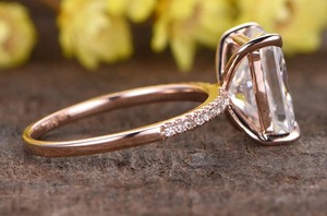 Premium 2.5 carat luxury look radiant Cut Diamond Engagement <b>Ring</b> in Yellow <b>Gold</b> Prong Setting Classic Women's - Product Image 4