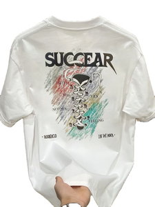 เสื้อยืดผู้ชายแขนสั้นทรงหลวมสไตล์อเมริกัน ผ้าฝ้ายแท้ 100% หนา 180 กรัม ไม่เป็นขุย รุ่นลำลอง ซัมเมอร์ 2025 - Product Image 1