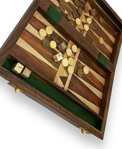 Jeu de backgammon artisanal en bois de 10 pouces, finition naturelle, style pliable, plateau de table pour un jeu de stratégie classique en famille - Product Image 4