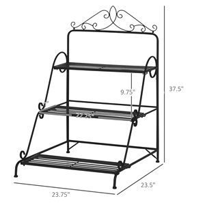 Support à plantes métallique à 3 niveaux pour intérieur/extérieur avec finition rouillée, étagère d'exposition en forme d'échelle, porte-pot de fleurs de taille moyenne pour la maison et le jardin - Product Image 3