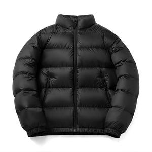 <b>Men's</b> Solid Color Puffer <b>Jacket</b> Windproof Zipper Closure Stand Collar Casual Winter Outerwear 100% Polyester Thick Filling - Product Image 3
