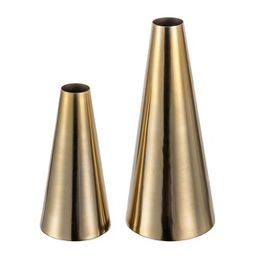 Modern Black Gold Decorative Iron & Aluminium Flower <b>Vase</b> <b>Set</b> Elegant Gold Bands Luxury Cylindrical Matte Finish Tabletop <b>Vases</b> - Product Image 3