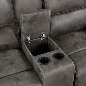 Design moderno 1 pezzo rivestimento in microfibra grigia struttura in legno massiccio reclinabile Loveseat mobili da soggiorno in peluche - Product Image 5