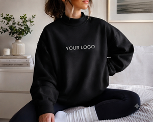 Sweat-shirt oversize à col montant pour femme YOUR Logo, gris, en coton tricoté, manches longues, imprimé lettres, mode automne - Product Image 1