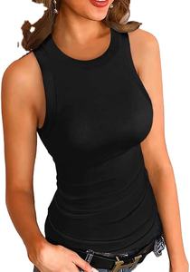 Débardeurs de sport en coton blanc de style décontracté à col rond côtelé respirant personnalisé OEM pour femmes - Product Image 6