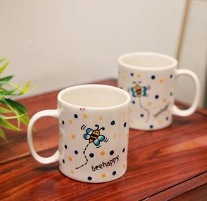 ชุดแก้วกาแฟเซรามิคลายดอกไม้เพ้นท์มือสีสันสดใส เคลือบเงา พร้อมหูจับถนัดมือ เหมาะสำหรับชา กาแฟ หรือเป็นของขวัญ - Product Image 3