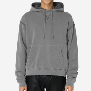 Fabricant de sweat à capuche de haute qualité 500 gsm en vrac pull uni y2k sweats à capuche conception personnalisée recadrée lavage à l'acide hommes à capuche - Product Image 4