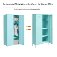 Armoire Nordique Moderne en Acier, Rangement de Vêtements, Casier, Armoire Minimaliste en Métal Rose pour Filles et Chambre d'Enfants