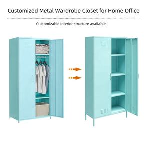 Armadio Nordico Moderno Chic Minimalista in Acciaio Almirah Guardaroba Metallico Rosa per Camera da Letto di Ragazze e Bambini - Product Image 4