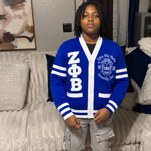 เสื้อคาร์ดิแกนไหมพรมปักลาย Zeta Phi Beta สำหรับผู้หญิง สไตล์เรียบง่ายสำหรับฤดูหนาว  ผลิตตามสั่งโดยผู้ผลิตเสื้อสเวตเตอร์ชมรมหญิงชาวกรีก - Product Image 4