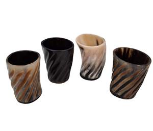 Verres à bière, vin, café et eau en forme de corne d'animal, style classique poli, gravés, ensemble de verres à pinte - Product Image 5