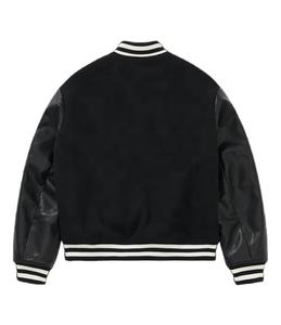 Chaqueta Varsity de Lana Personalizada para Hombre, Estilo Urbano, Chaqueta de Béisbol con Mangas de Cuero y Logotipo Bordado para Invierno - Product Image 4