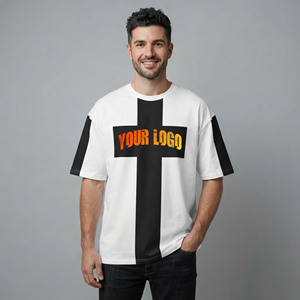 เสื้อยืดทรงหลวมสไตล์ฮิปฮอป ผ้าคอตตอน 100% เนื้อหนา คุณภาพพรีเมียม สกรีนโลโก้ด้วยผ้าไหมแบบสั่งทำพิเศษ เป็นมิตรต่อสิ่งแวดล้อม - Product Image 1