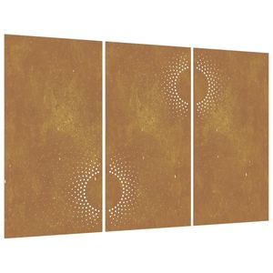 3 pièces 41.3 "x 21.7" Décorations murales de patio en acier corten Sun Design Plaque décorative extérieure élégante - Product Image 2