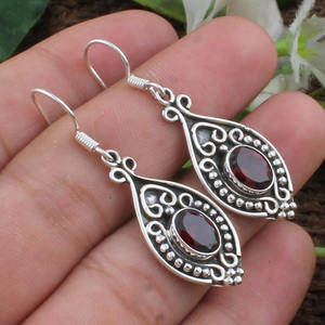 Natural Red <b>Garnet</b> <b>Earrings</b> 925 Sterling Silver AAA Grade Crimson Gemstone Studs January Birthstone Fine Jewelry for Women - Product Image 1