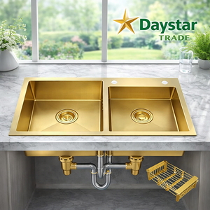 อ่างล้างจานเดี่ยว Daystar Trade Premium Gold 304 สแตนเลสสตีล หนา 3 มม. ดีไซน์ทันสมัย ผลิตด้วยมือ ผิวปัดเงา แบบติดตั้งใต้เคาน์เตอร์ - Product Image 1