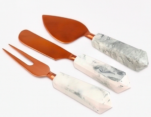 Modern Copper <b>Cheese</b> <b>Knife</b> <b>Set</b> With Marble Handle Durable Dishwasher Safe Serving Tools For Kitchen Use And Hotel Use - Product Image 1
