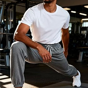Men's Canvas Fleece Elastic Bottom Sweatpants Sherpa Lined Joggers Winter Warm Pockets Comfortable Casual Lounge <b>Pants</b> - Product Image 2