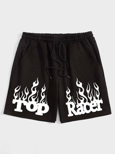 กางเกงขาสั้นเบอร์มิวดาสีดำสำหรับผู้ชายเอวกลางสไตล์ลำลอง - Product Image 1