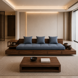 Sofá Cama de Plataforma de Madera Maciza de Lujo, Mueble Moderno de Madera para Sala de Estar, Hotel, Villa, Resort, Apartamento - Product Image 5
