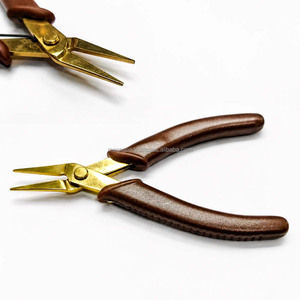 Needle Nose Pliers Jewelry Plating 5 Inch Stainless Steel Brown Grip Precision Beading <b>Wire</b> <b>Craft</b> Tool ZETOMED PRO for - Product Image 1