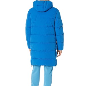 New OEM Men's <b>Long</b> Hooded Puffer Jacket Solid Blue Windproof Zipper Closure Casual Winter Down Filled Polyester Shell Thick <b>Coat</b> - Product Image 6