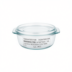 CAZUELA REDONDA CON TAPA Contenant alimentaire en verre avec couvercle 24*20*10cm - Product Image 1