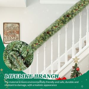 Confezione da 2 Ghirlande Natalizie Pre-Illuminata Effetto Neve 2,7m, 200 Luci Calde, 440 Punte, Rosse, Stile Moderno per Interni, Ghirlanda Artificiale - Product Image 3