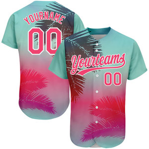 Custom Sublimated Baseball Jersey Unisex Short Sleeve Gradient Pink Teal Stars Breathable Polyester All Seasons Sport Apparel - Product Image 4