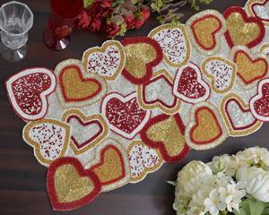<b>Black</b> Gold Beaded Luxury Table <b>Runner</b> Rectangle Fabric Handmade Eco-Friendly Durable Mats - Product Image 1
