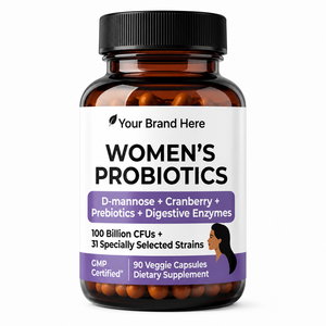 Capsules de Probiotiques Multi-Souches Véganes Antioxydantes pour Femmes, Fabrication Directe, 60 Comprimés - Product Image 1