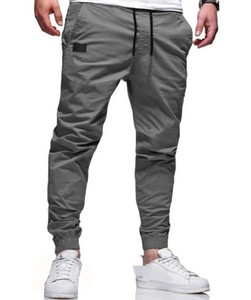 Nouveau pantalon cargo décontracté pour homme en toile légère 100 % coton, taille haute, coupe droite, taille européenne, avec cordon de serrage au bas de jambe - Product Image 2