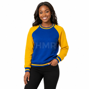 Sweat-shirt à col rond respirant bleu et jaune HMR Sorority Sisterhood, manches longues, tricoté, élégant, pour l'automne - Product Image 3